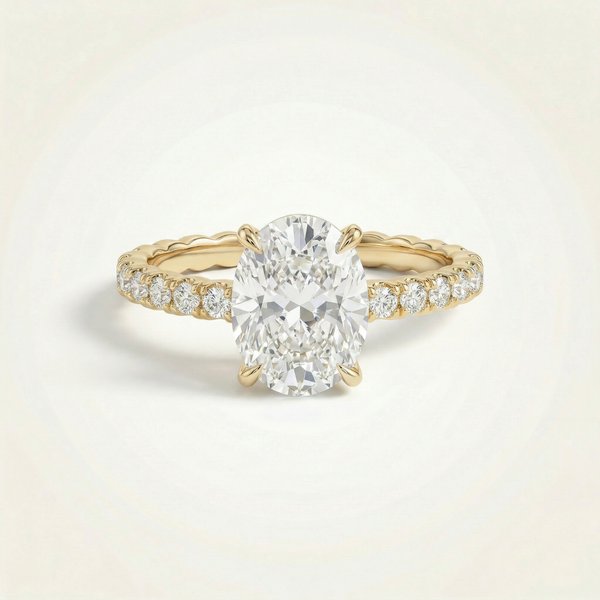 2.3ct Oval Scalloped Pavé Band Diamond Ring