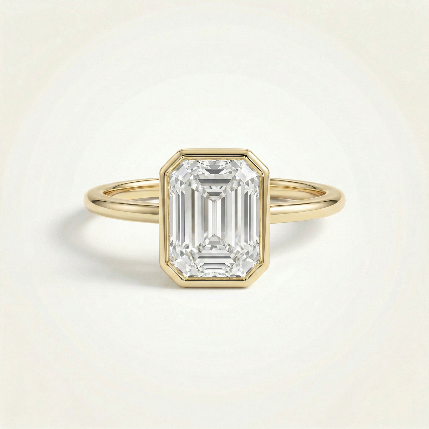 2.3ct Emerald Full Bezel Thin Band Diamond Ring