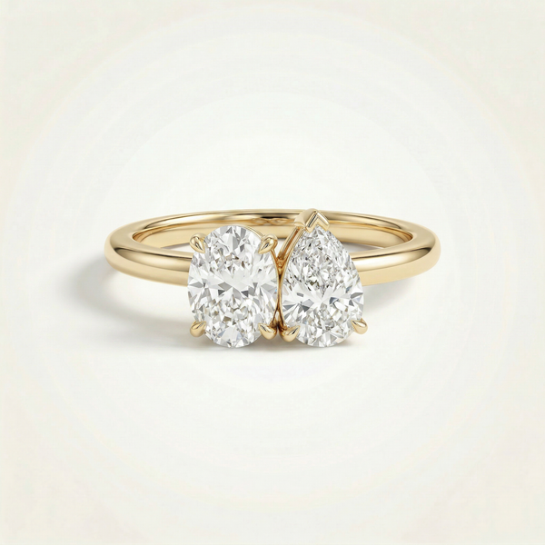 2.2ct Pear Toi et Moi Oval Diamond Ring