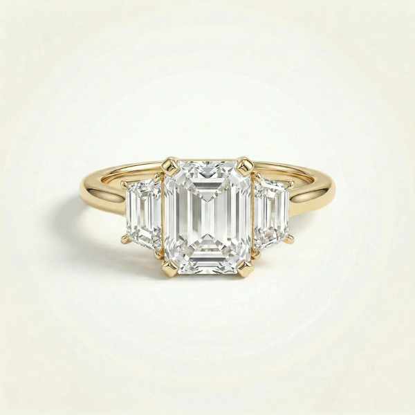 2.7ct Emerald Floating Cathedral Setting Diamond Ring