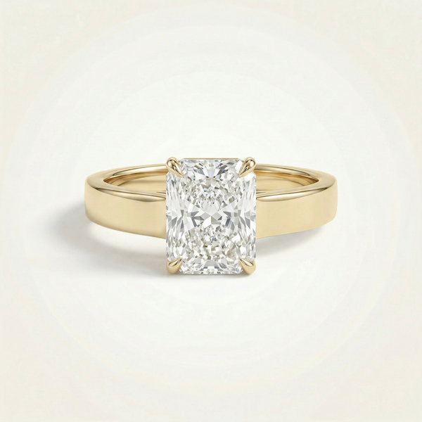 2.8ct Radiant Tapered Band Diamond Ring