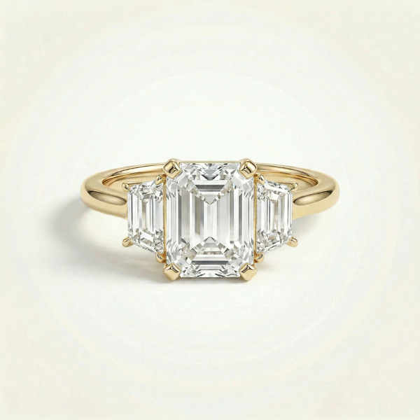 2.2ct Emerald Three-Stone Diamond Ring