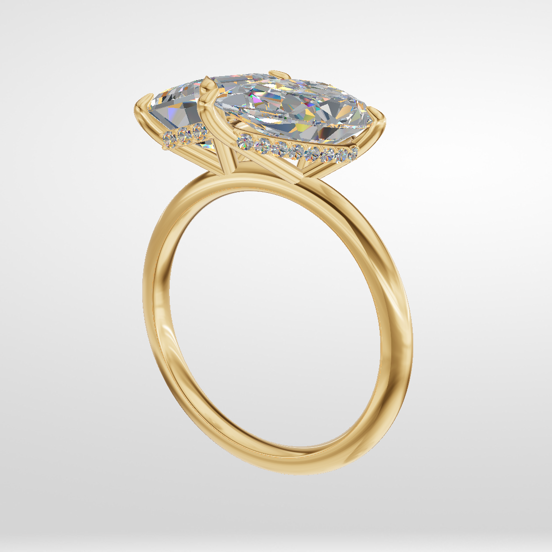 The Alessandra - Asscher & Pear Two-Stone Engagement Ring