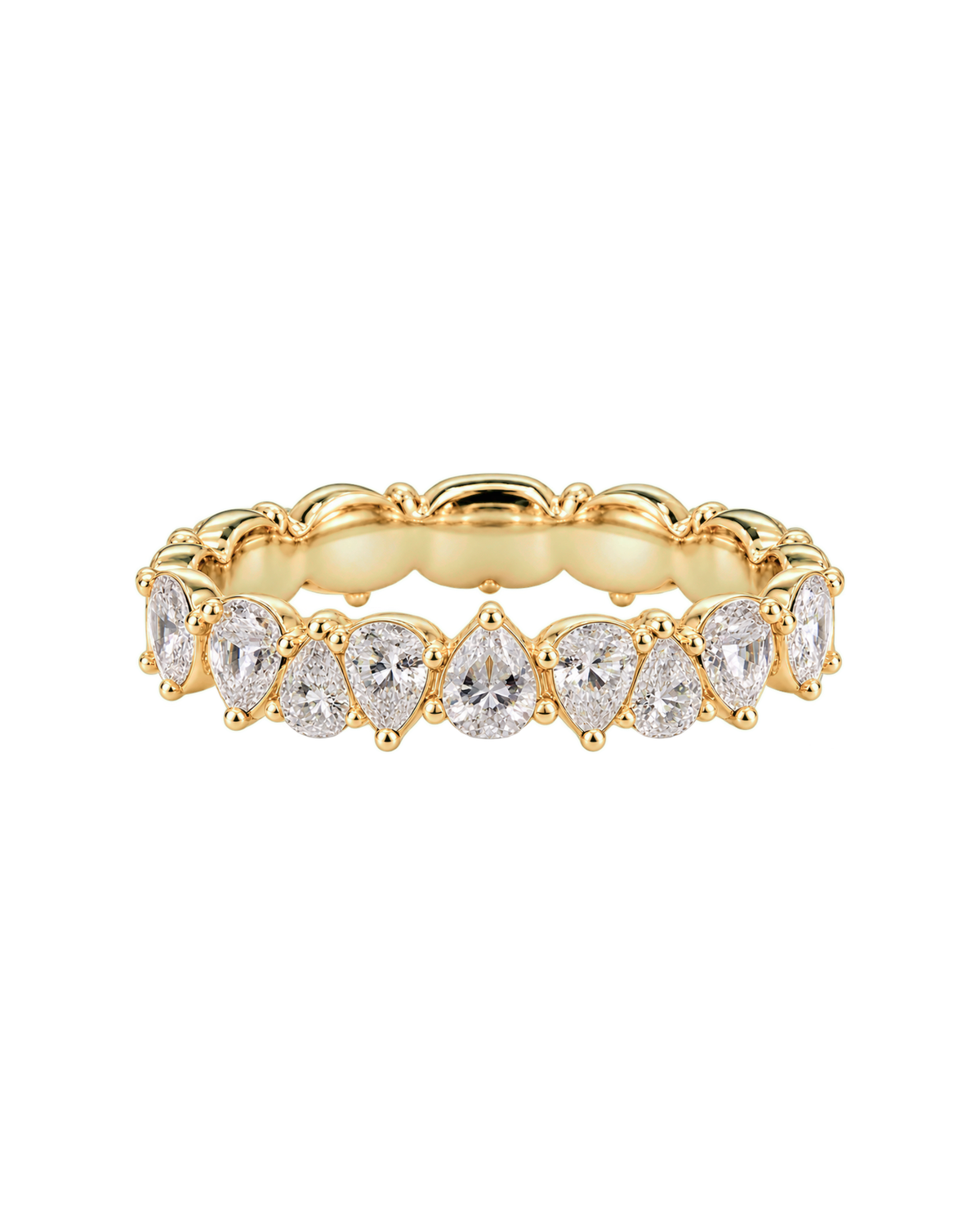 Alternating Pear Wedding Band — Design 15