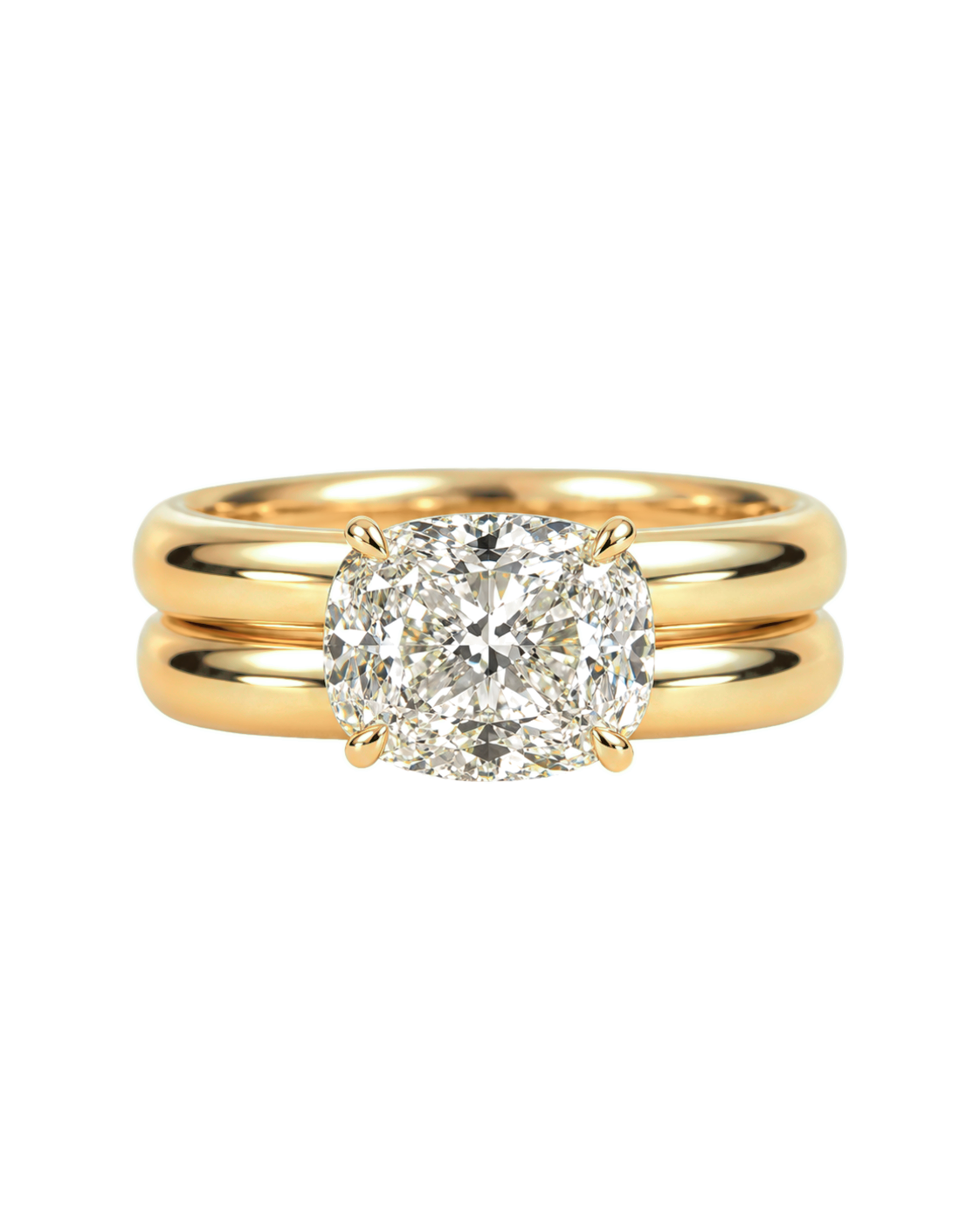 The Alba — East-West Cushion Double-Band Engagement Ring