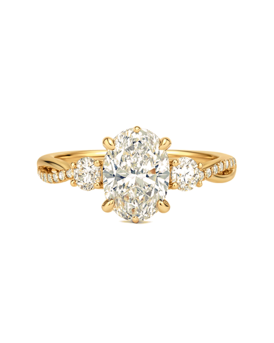 The Calista — Pear Three-Stone Twisted-Band Engagement Ring