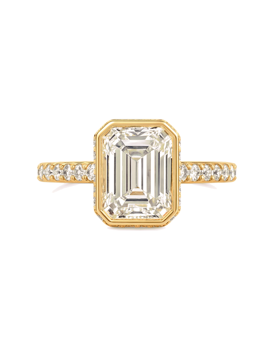 The Odalys — Emerald Bezel Hidden-Halo Engagement Ring