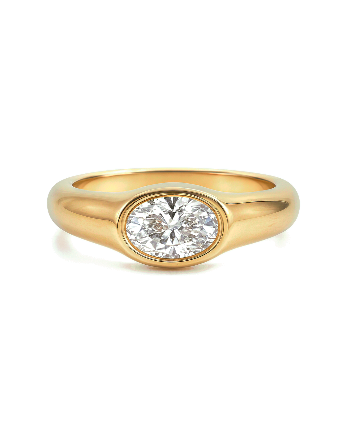 The Soleil — East-West Oval Bezel Signet Engagement Ring