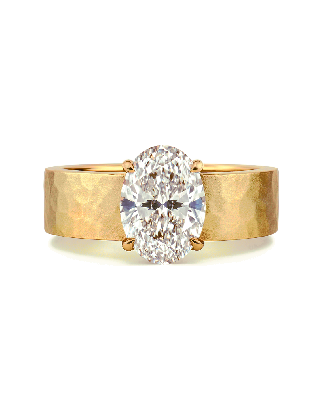 The Terra — Oval Hammered Wide-Band Engagement Ring