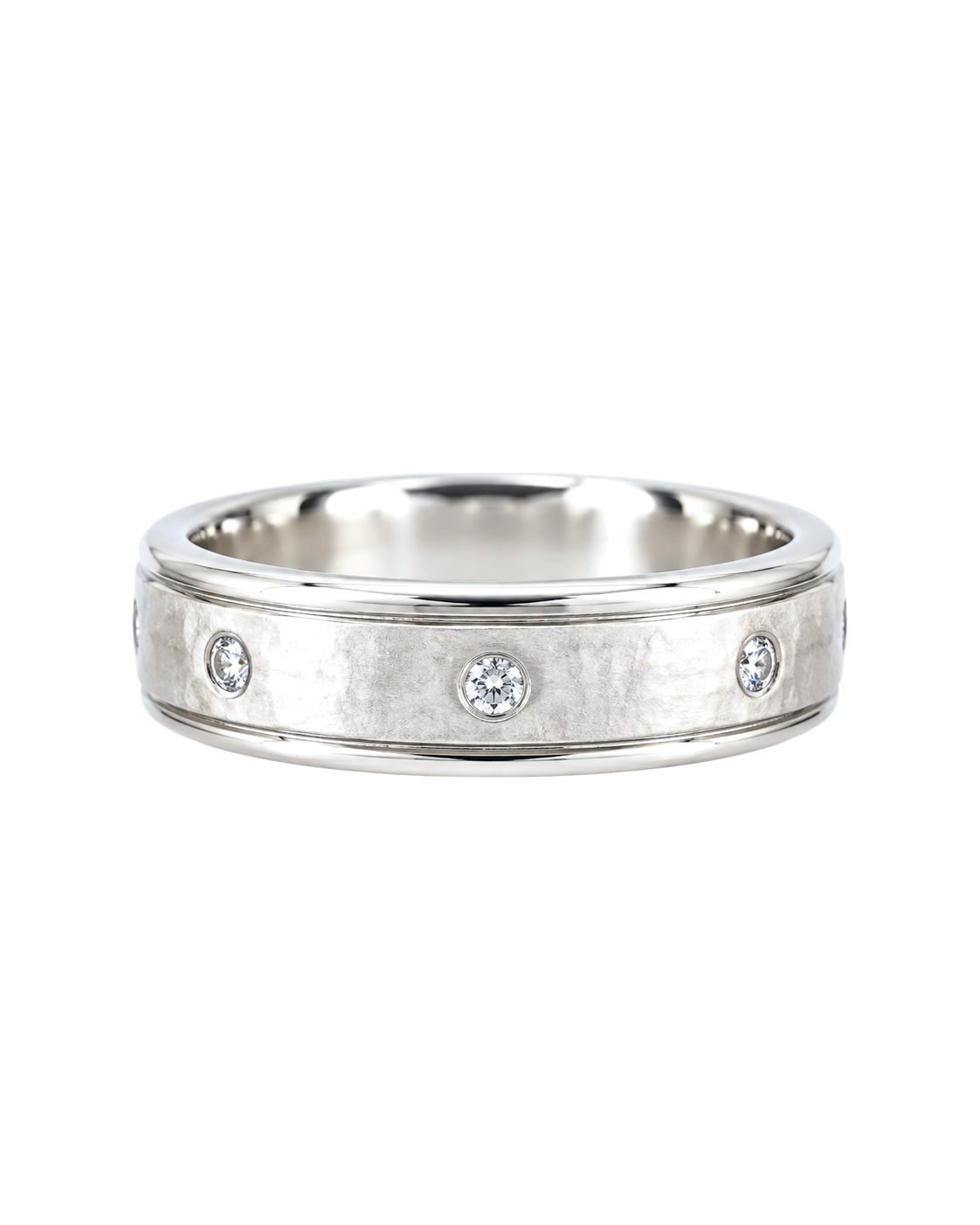 The Tide — Textured Flush-Set Wedding Band
