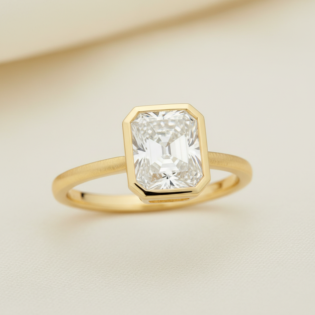 2.6ct Radiant Bezel Open Gallery Diamond Ring