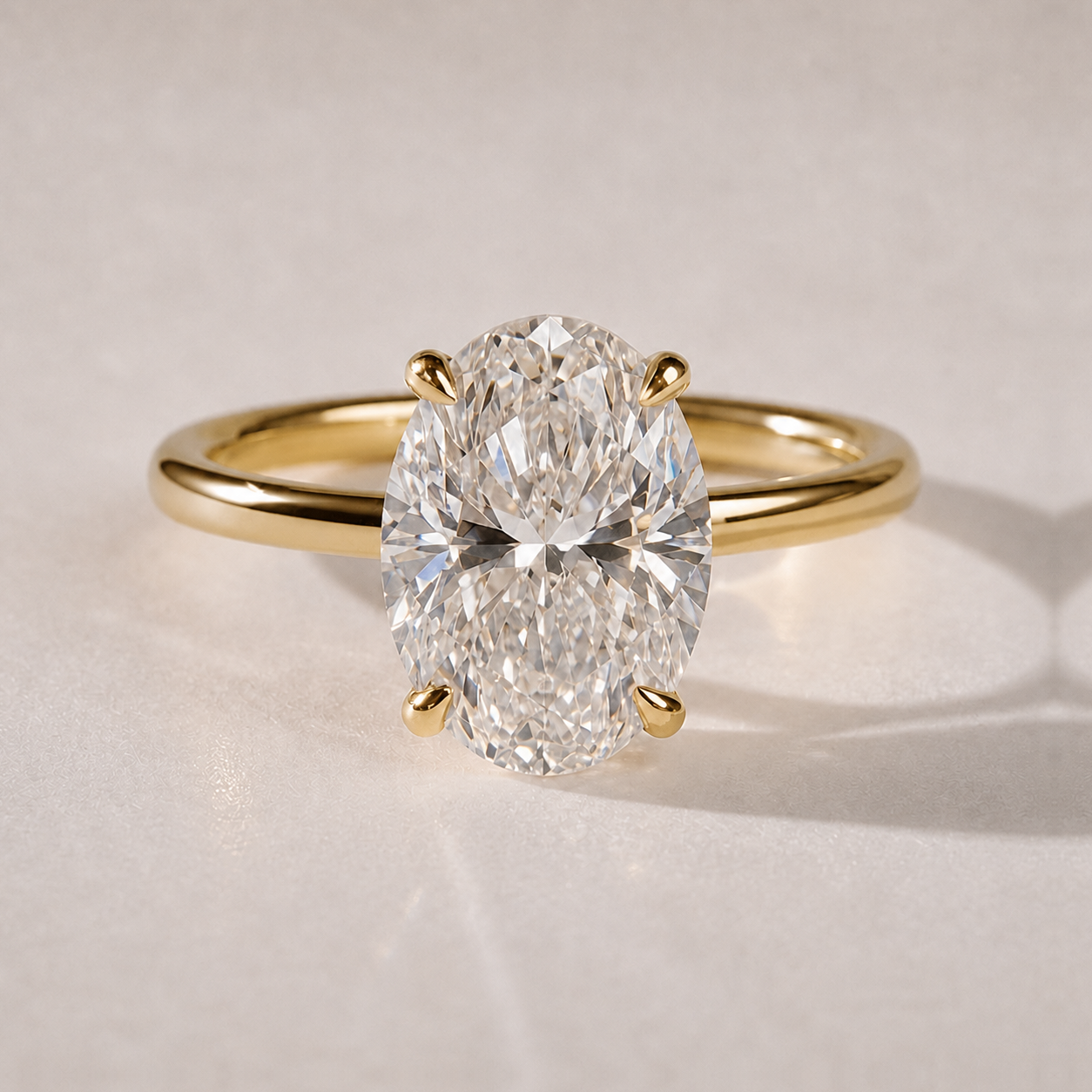 The Odette — oval lab-grown diamond solitaire engagement ring in 14K yellow gold