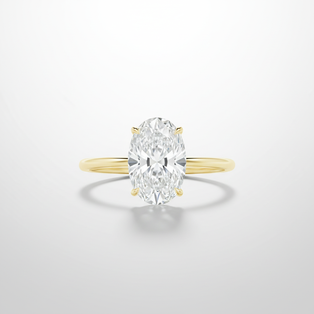 3.0ct Oval Cathedral Setting Diamond Ring