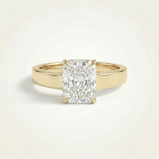 2.8ct Radiant Tapered Band Diamond Ring