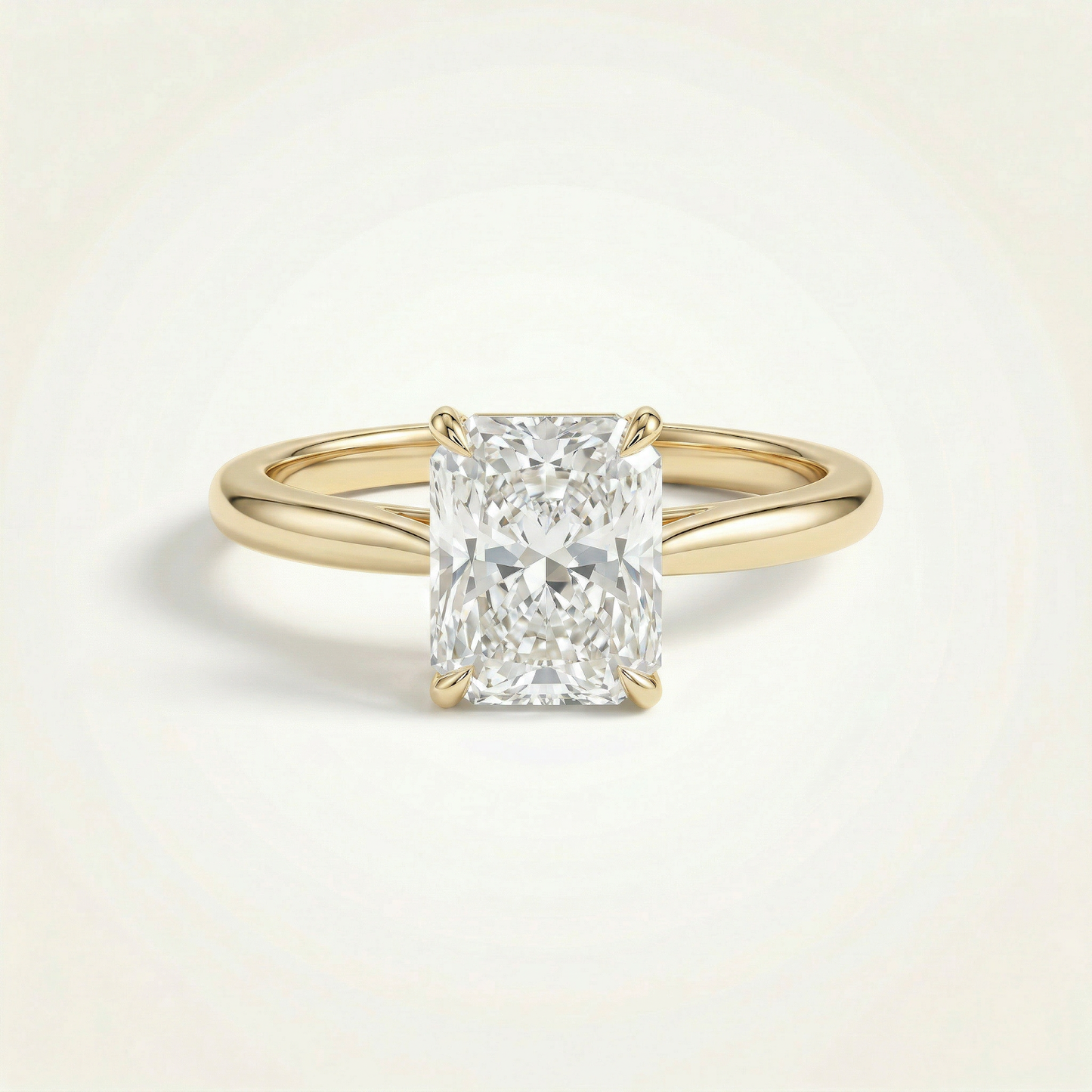 2.8ct Radiant Tapered Band Diamond Ring