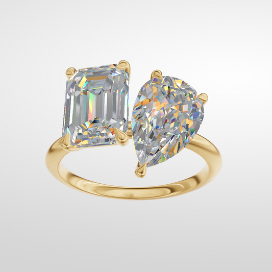 The Alessandra - Asscher & Pear Two-Stone Engagement Ring