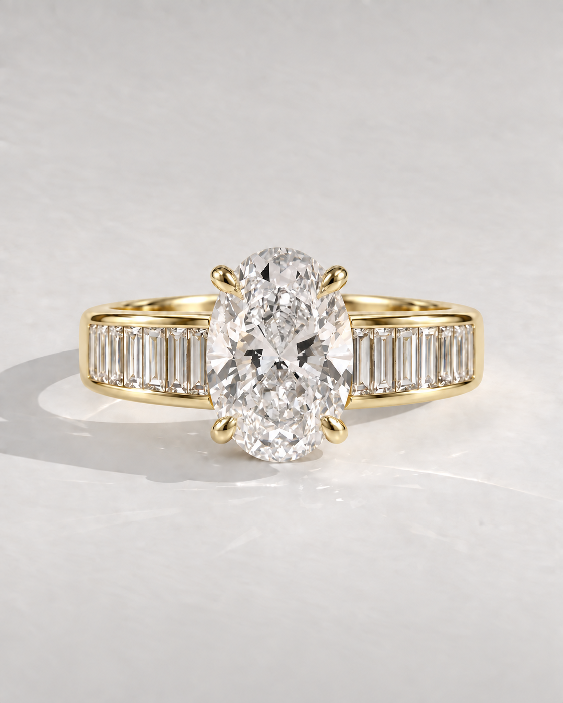 Arcelle Oval Baguette-Accented in 14k yellow gold — design visualization