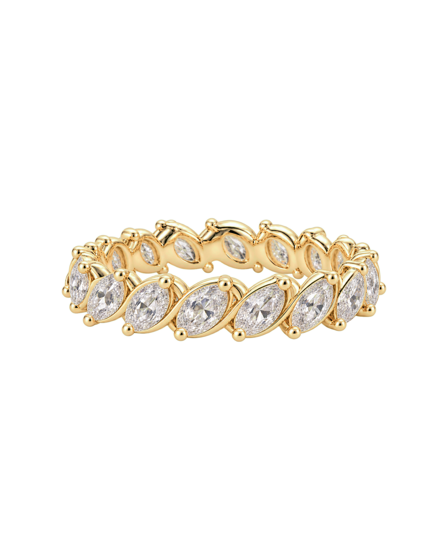 Diagonal Marquise Wedding Band — Design 54