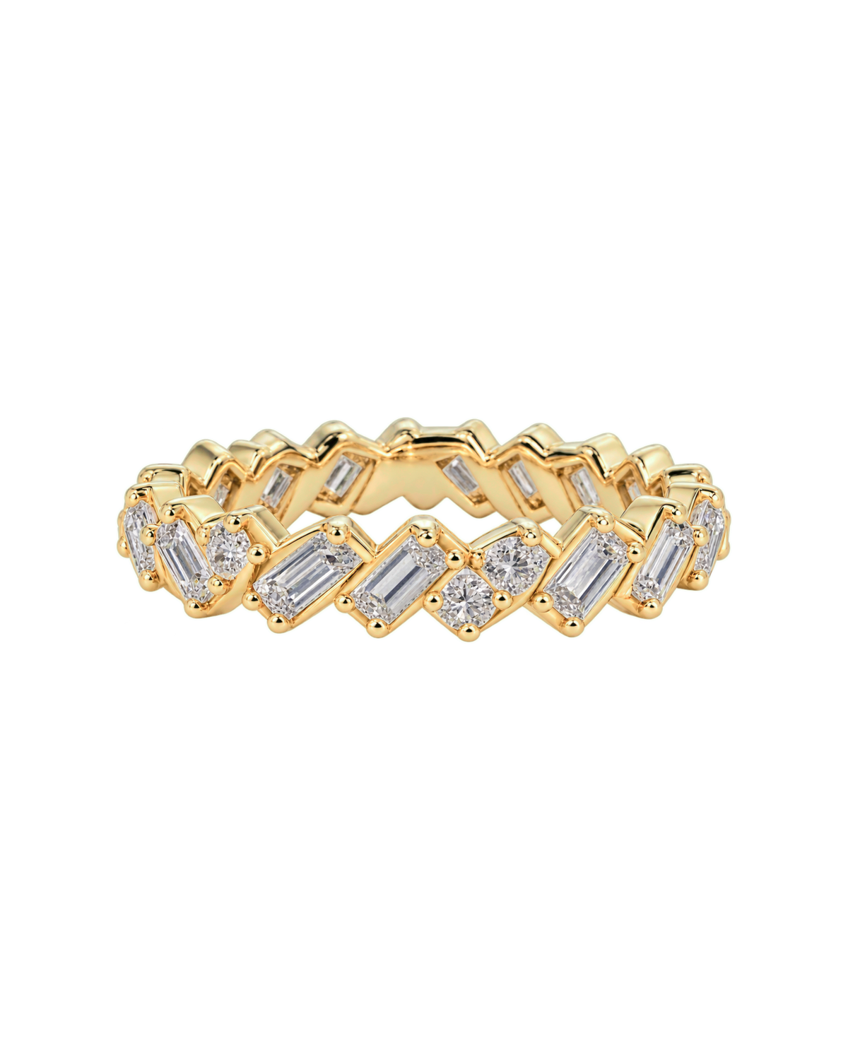 Diagonal Mixed-Cut Wedding Band — Design 59