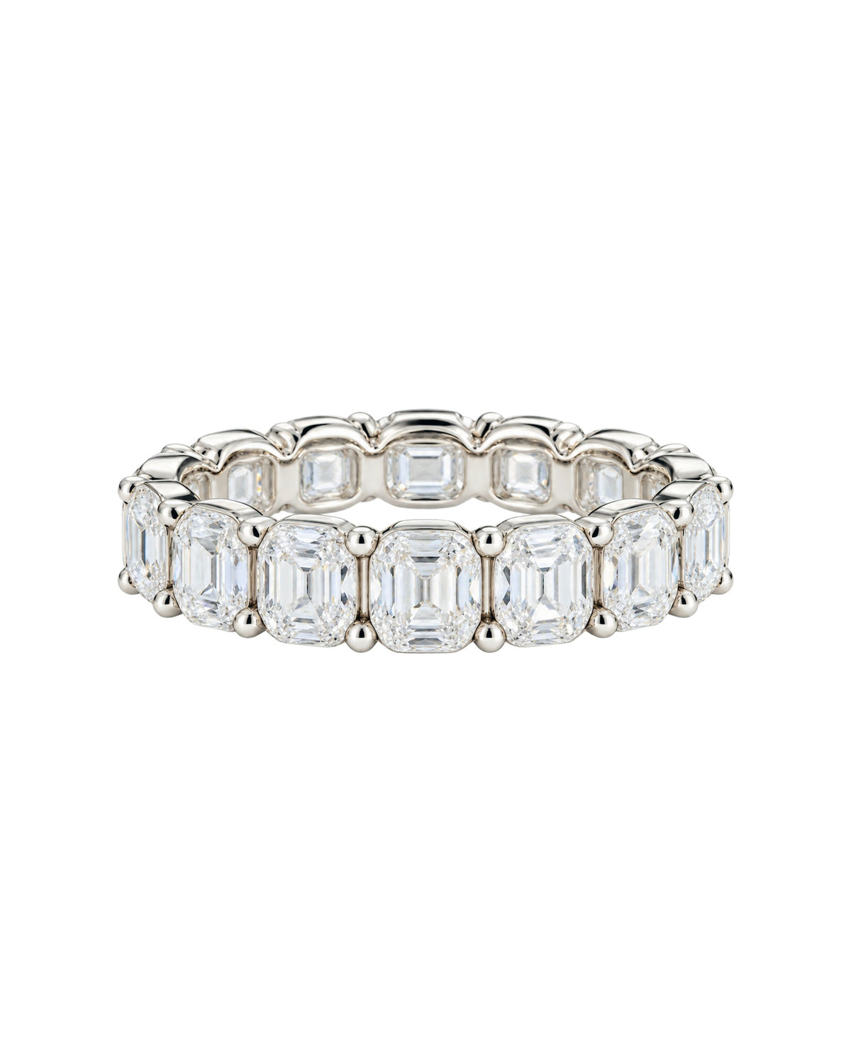 Elongated Cushion wedding band design in white gold