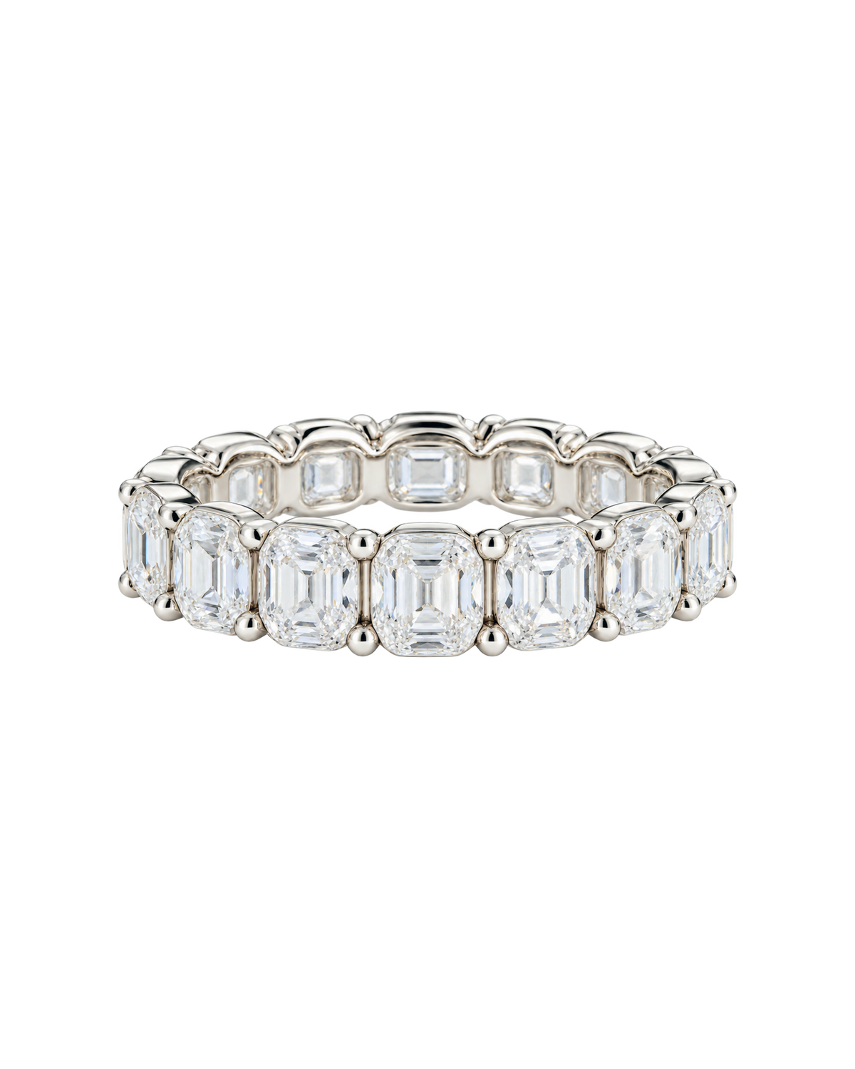 Elongated Cushion wedding band design in white gold