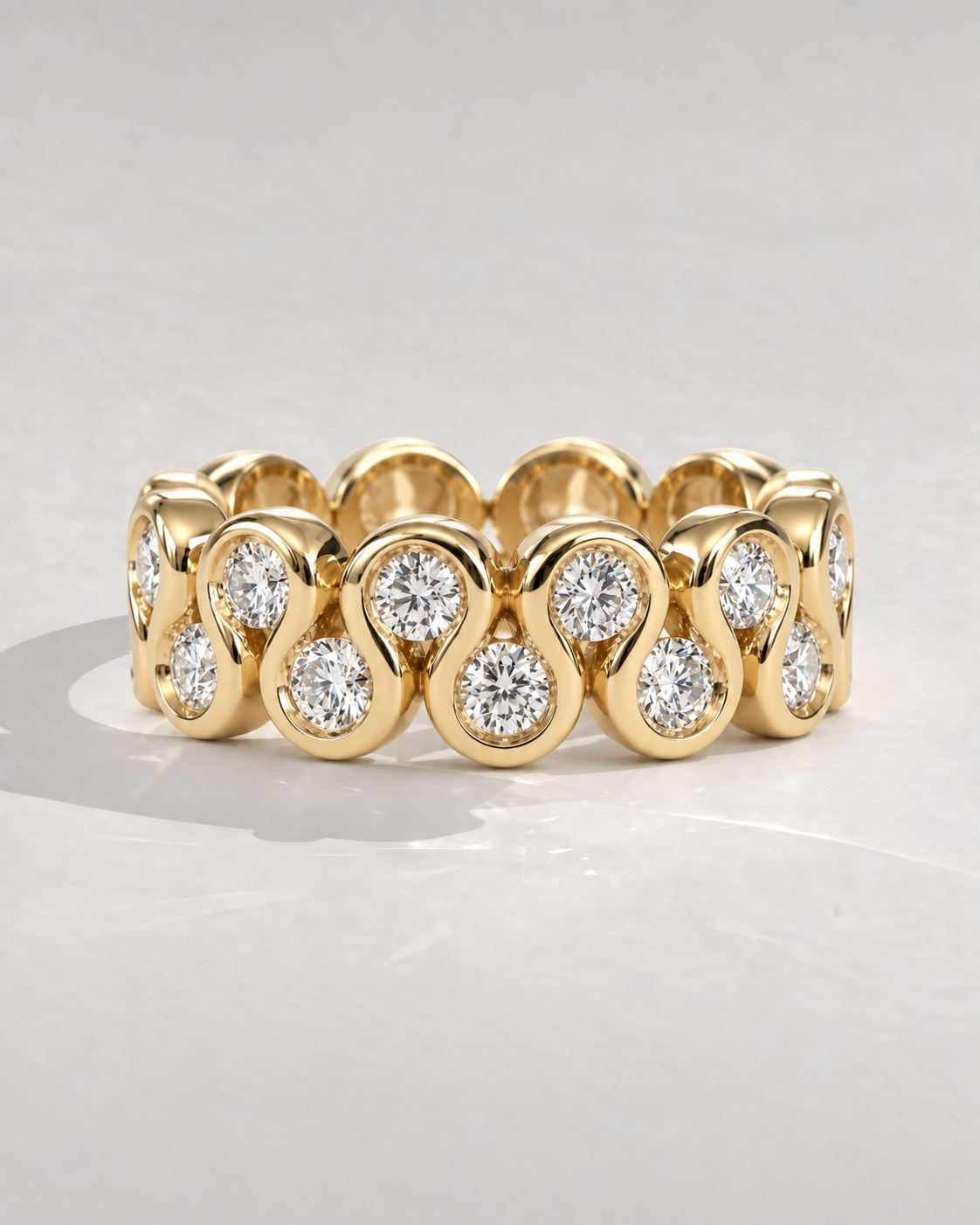 The Fable — Sculpted Double-Row Diamond Wedding Band in 14k yellow gold — design visualization