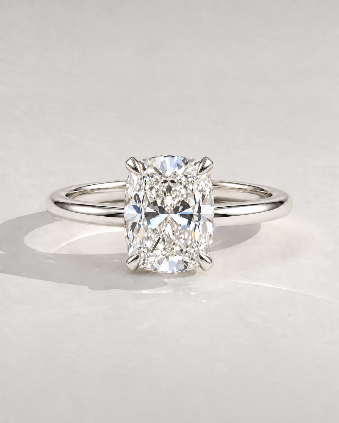The Lucent — Radiant Solitaire Engagement Ring in 14k white gold — design visualization