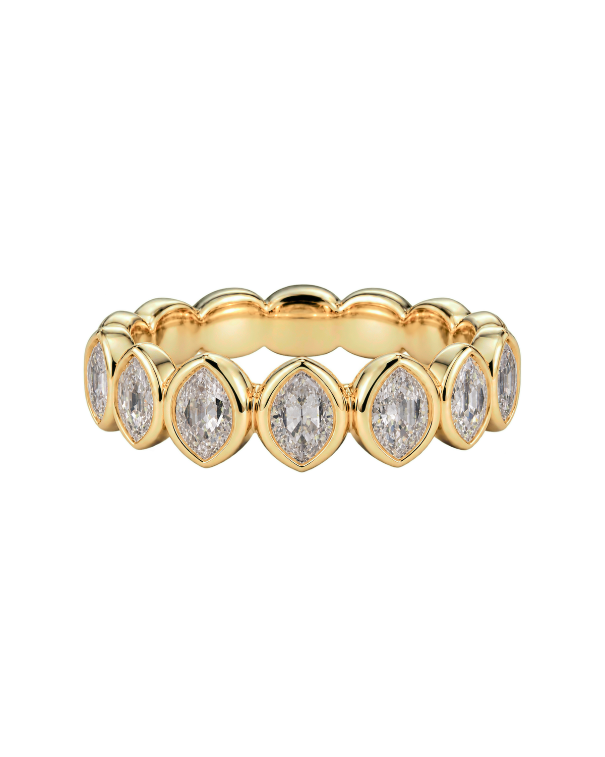 Marquise Bezel Wedding Band — Design 04