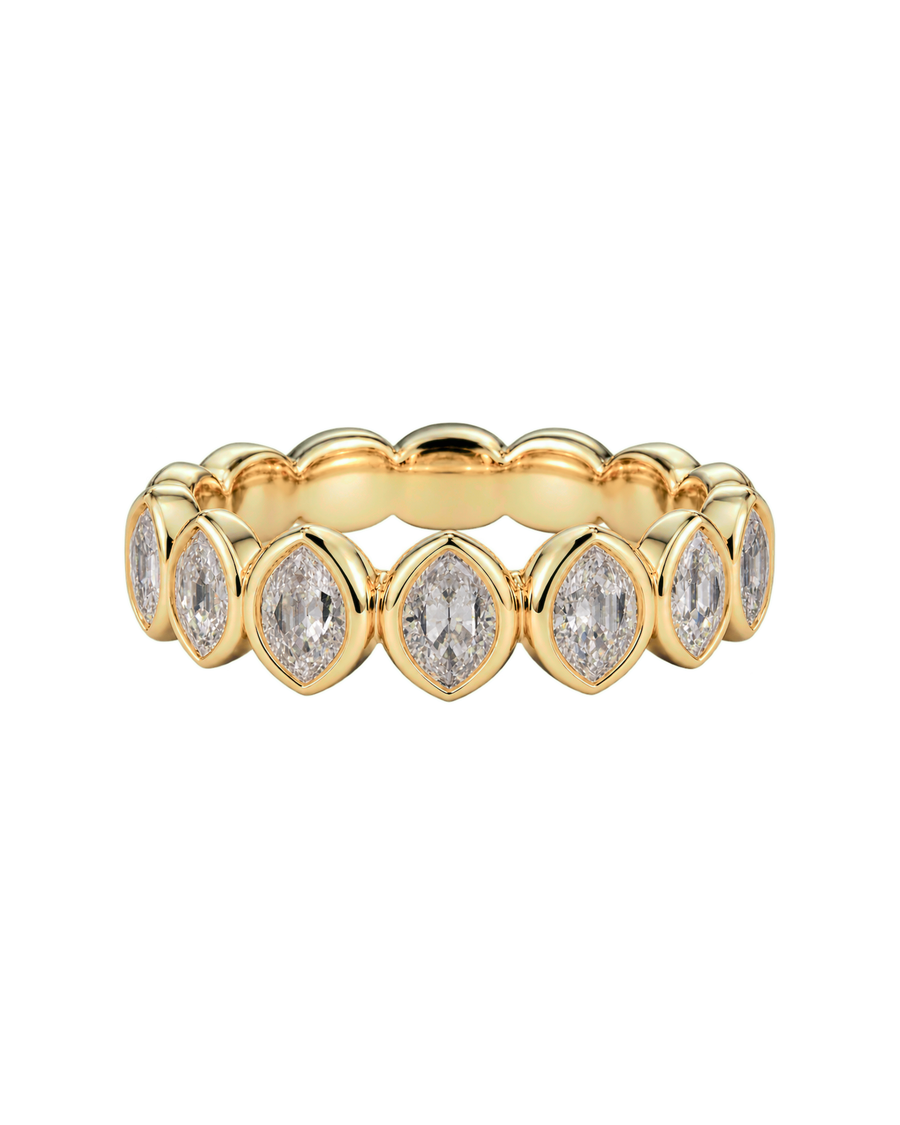 Marquise Bezel Wedding Band — Design 04