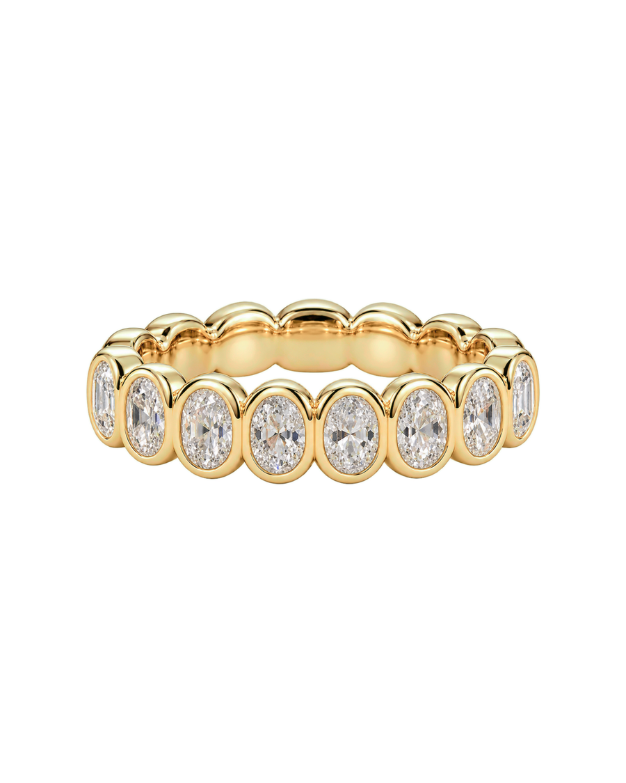 Oval Bezel Wedding Band — Design 08