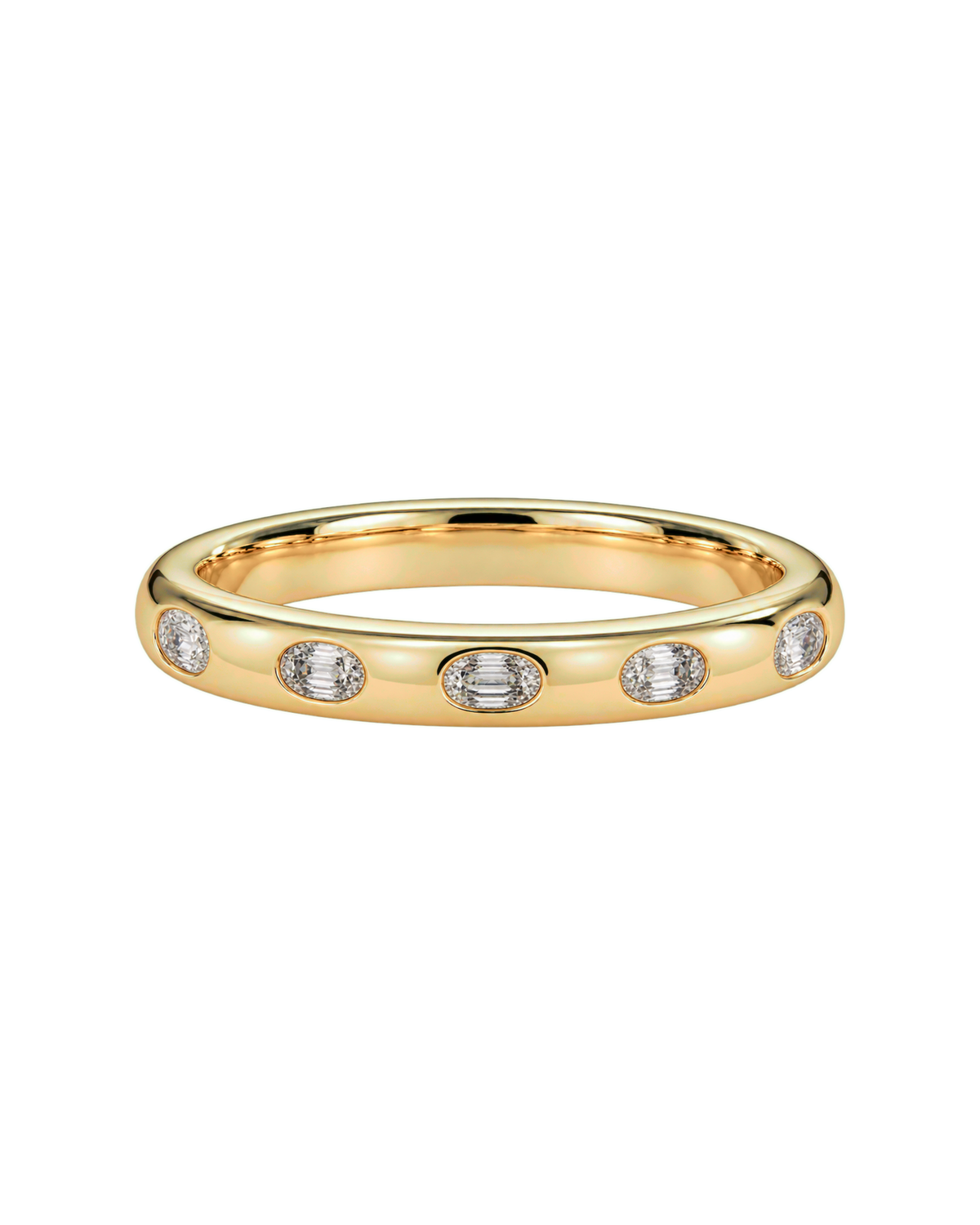 Oval Flush-Set Wedding Band — Design 71