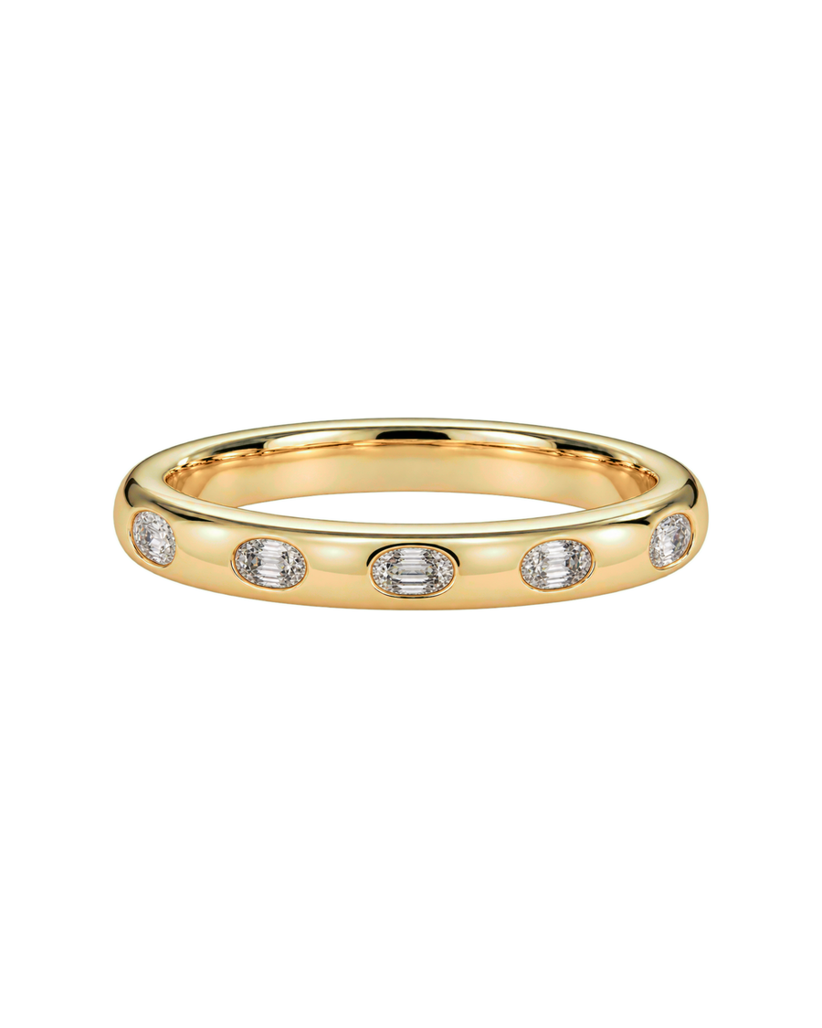 Oval Flush-Set Wedding Band — Design 71