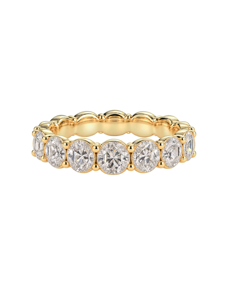 Oval Shared-Prong Wedding Band — Design 12