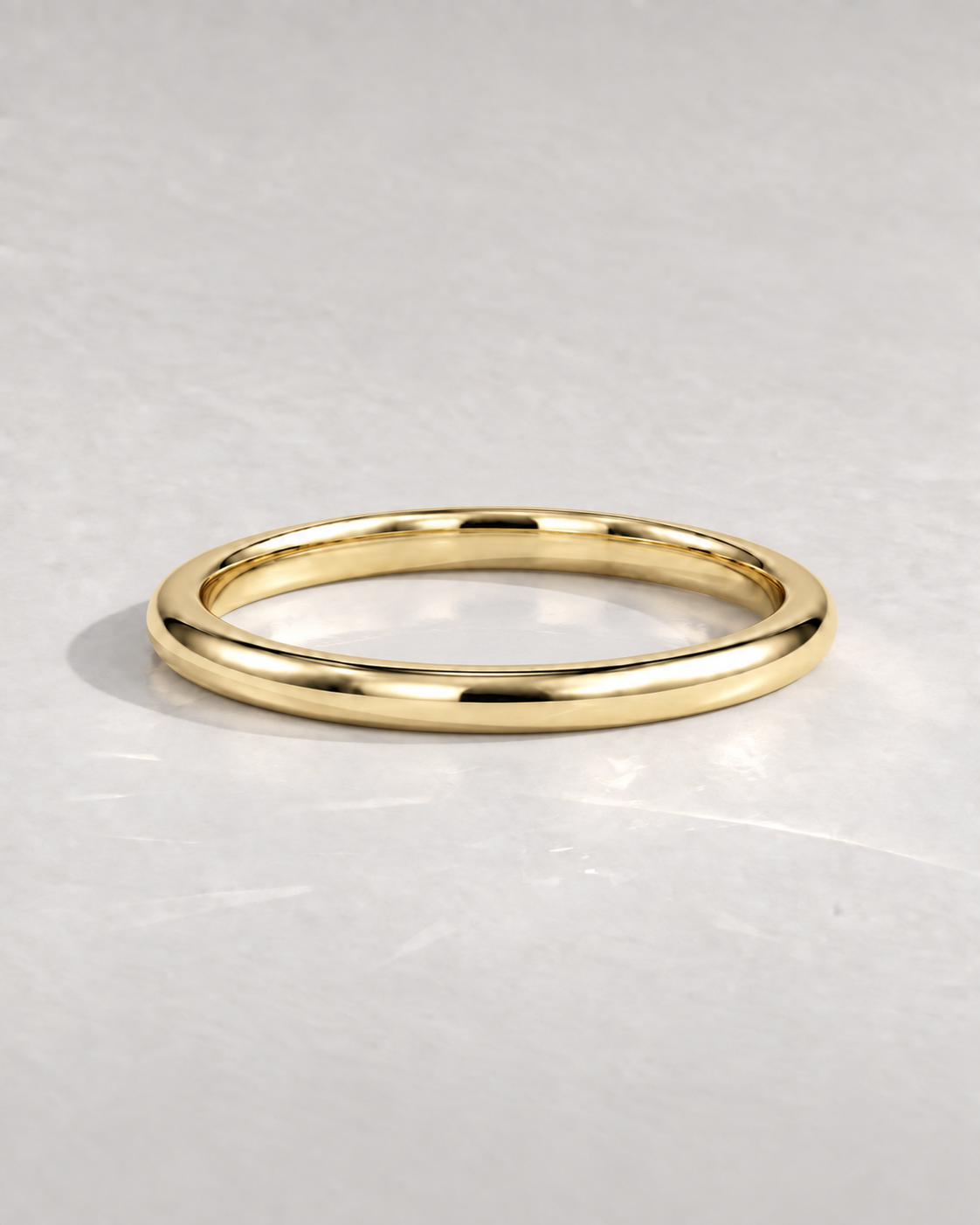 Promise Slim Rounded Gold Band in 14k yellow gold — design visualization