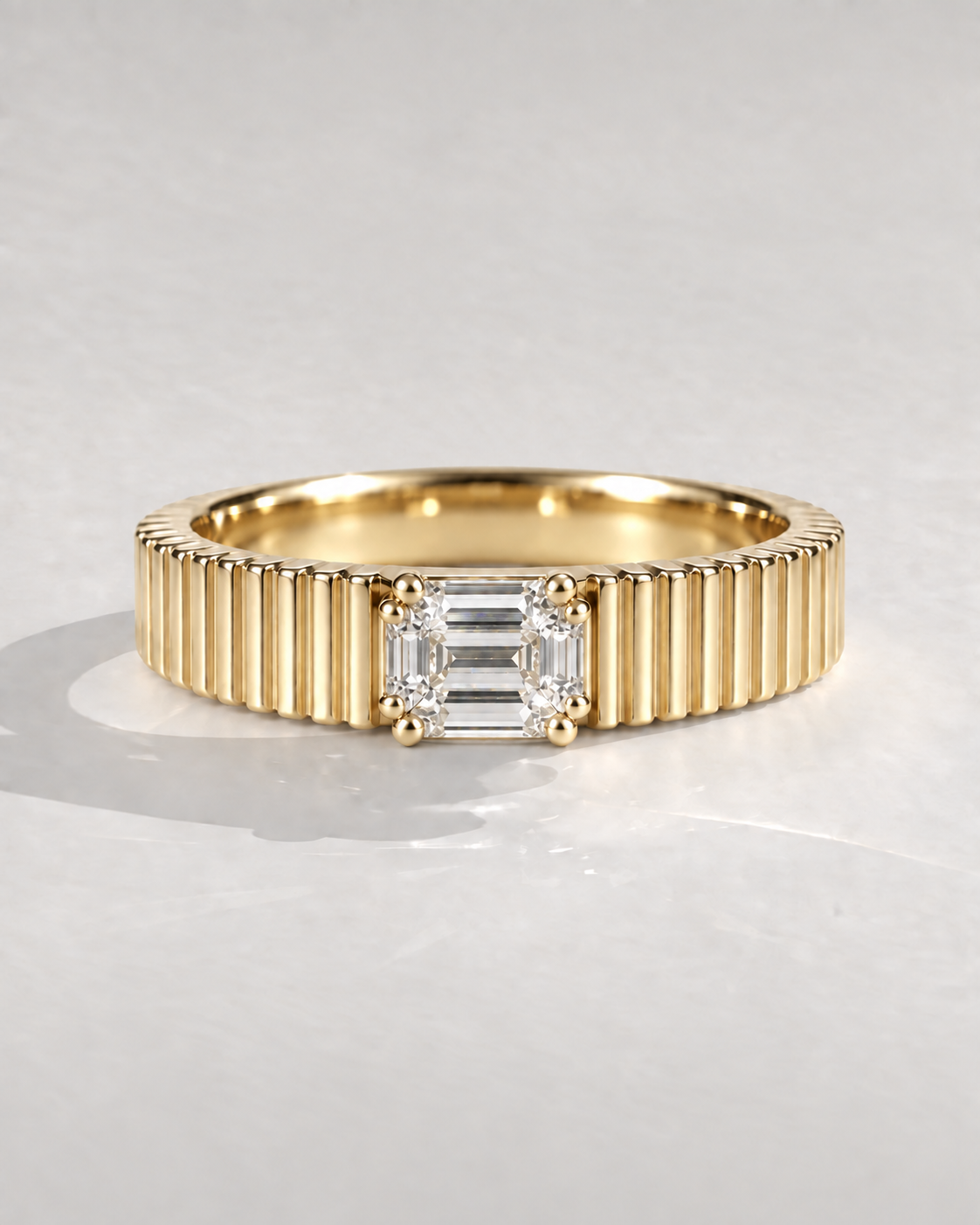 Reed Emerald Fluted Band in 14k yellow gold — design visualization