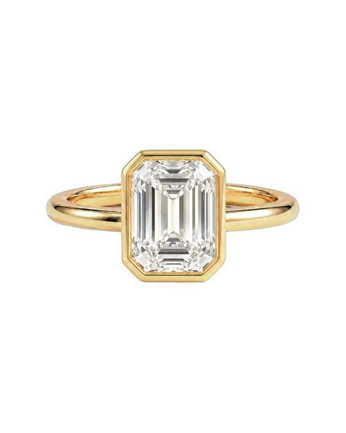 The Adeline — Emerald Bezel Solitaire Engagement Ring