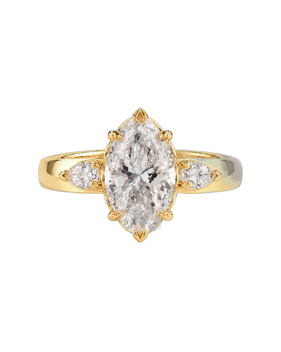 The Amelie — Marquise Three-Stone Engagement Ring