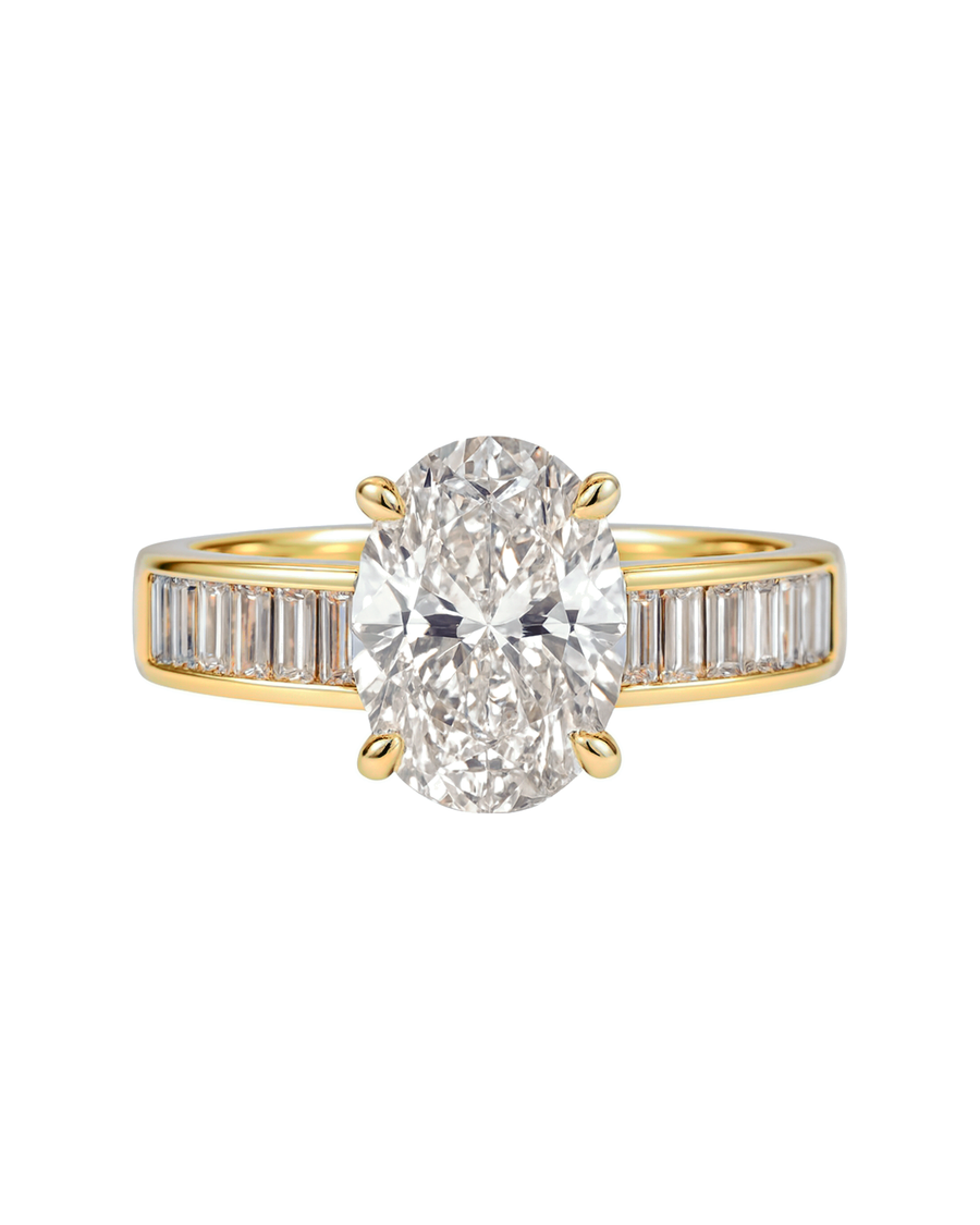 The Arcelle — Oval Baguette-Accented Engagement Ring