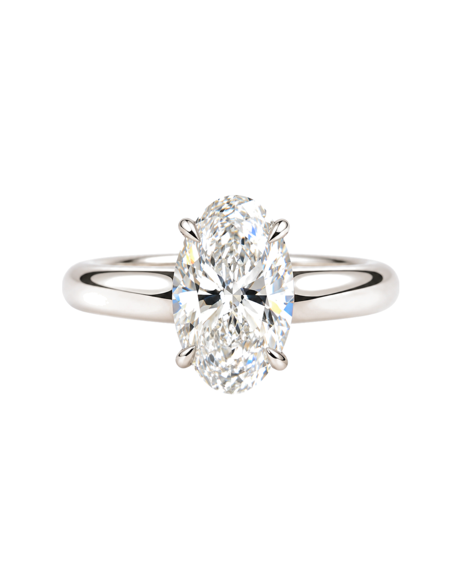 The Aveline — Oval Solitaire Engagement Ring in White Gold