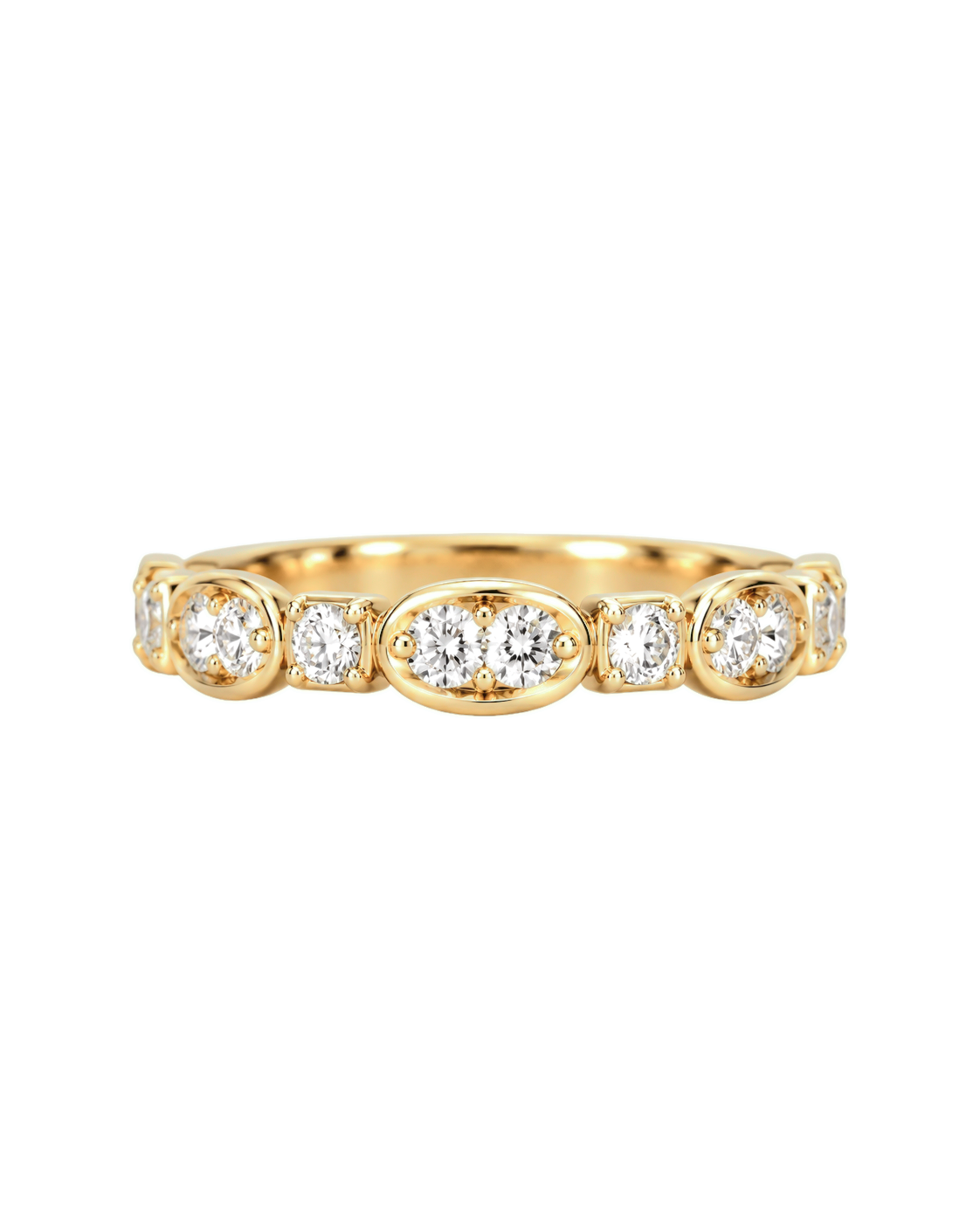 The Bloom — Round & Oval Bezel Diamond Wedding Band