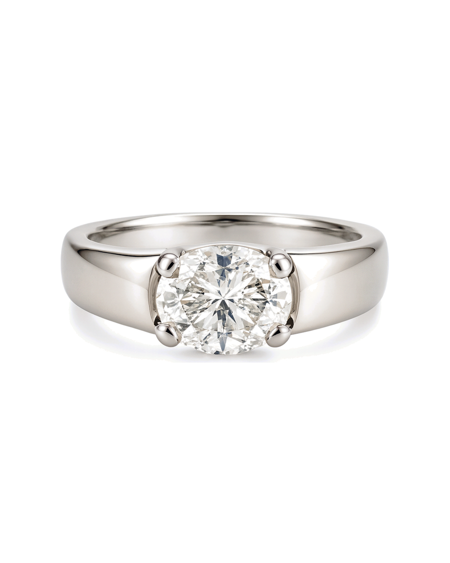 The Celeste — East-West Oval Wide-Band Engagement Ring