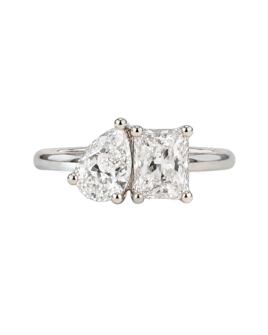 The Duet — Pear & Radiant Toi et Moi Engagement Ring