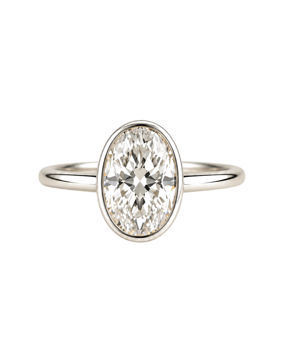 The Elara — Oval Bezel Solitaire Engagement Ring in White Gold