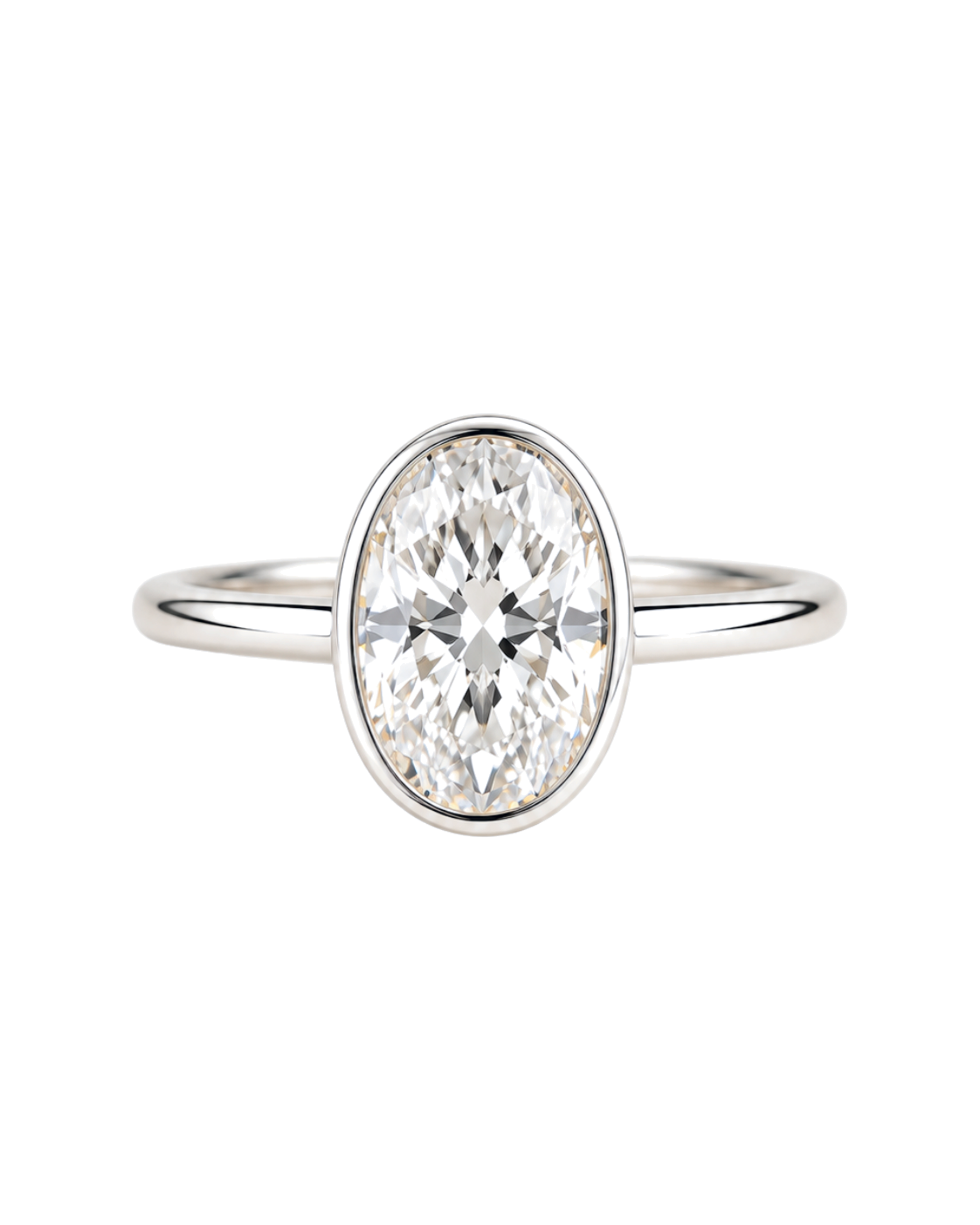 The Elara — Oval Bezel Solitaire Engagement Ring in White Gold