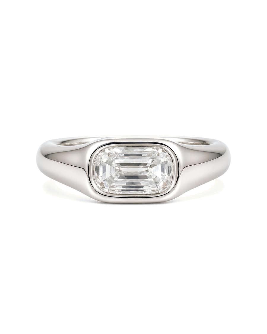 The Eloise — East-West Step-Cut Bezel Engagement Ring