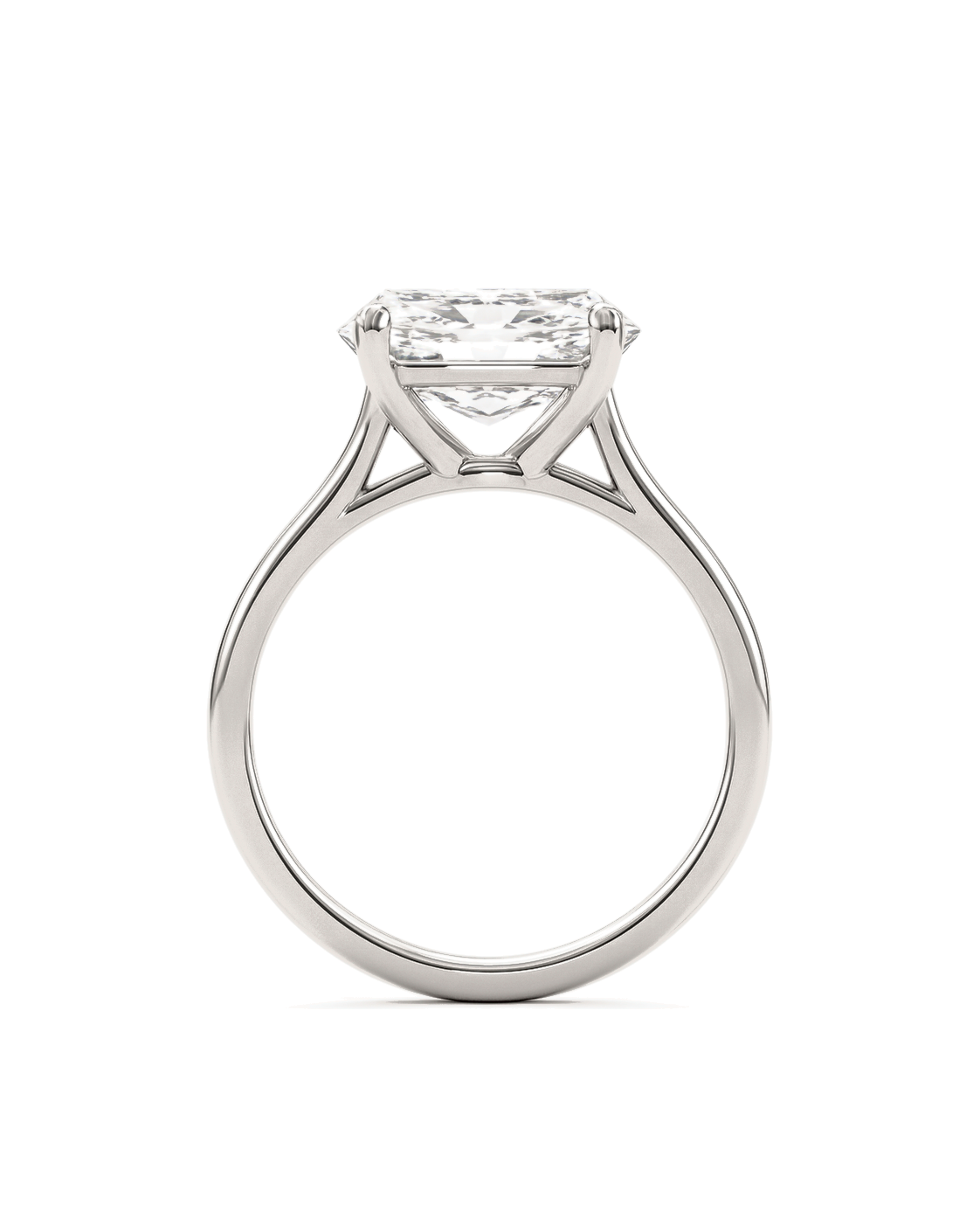 The Horizon — East-West Radiant Solitaire Engagement Ring, side profile