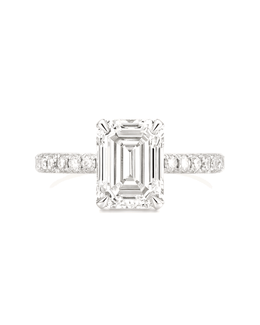 The Imogen — Emerald Hidden-Halo Pavé Engagement Ring