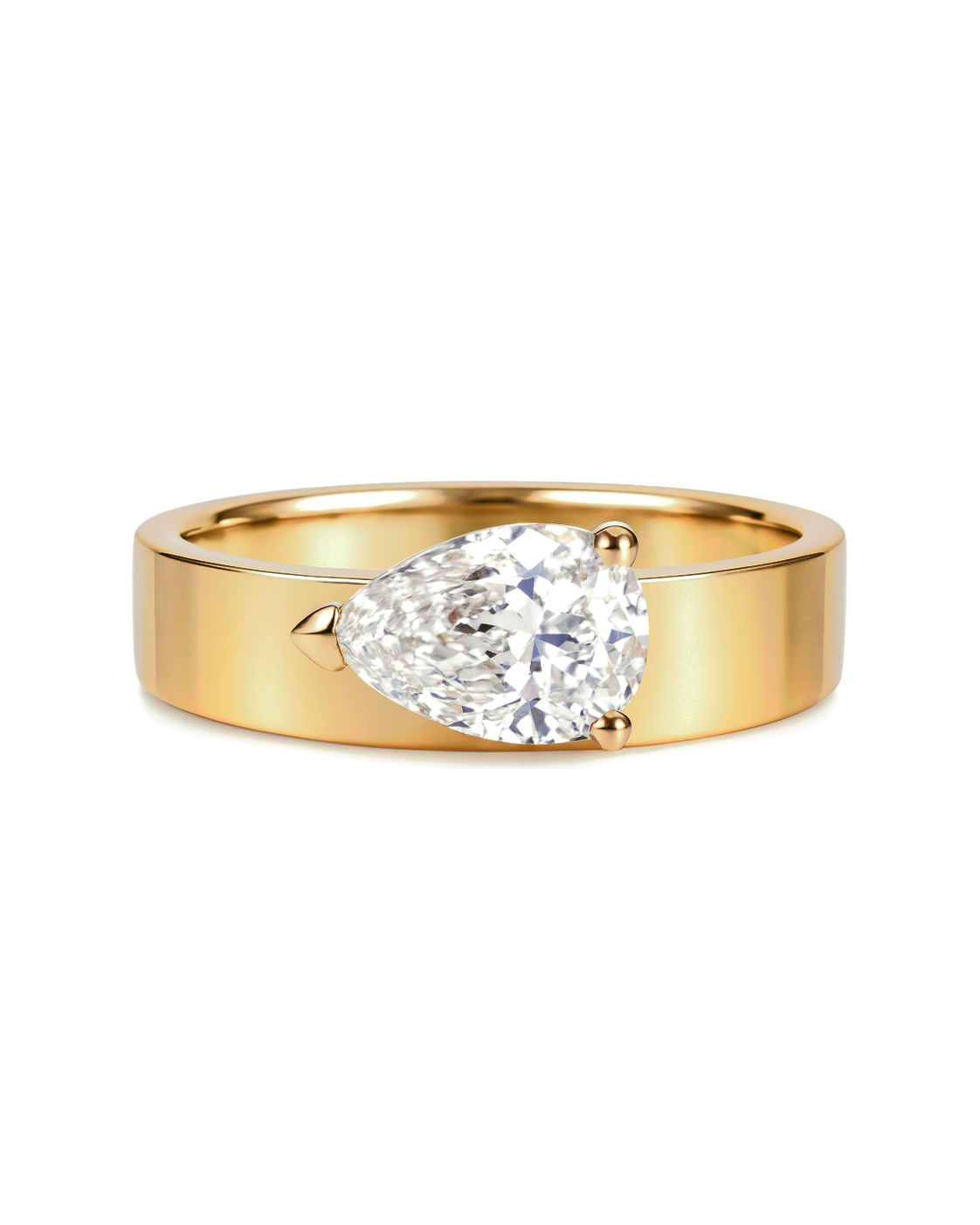 The Mireille — Pear Flush-Set Wide-Band Engagement Ring