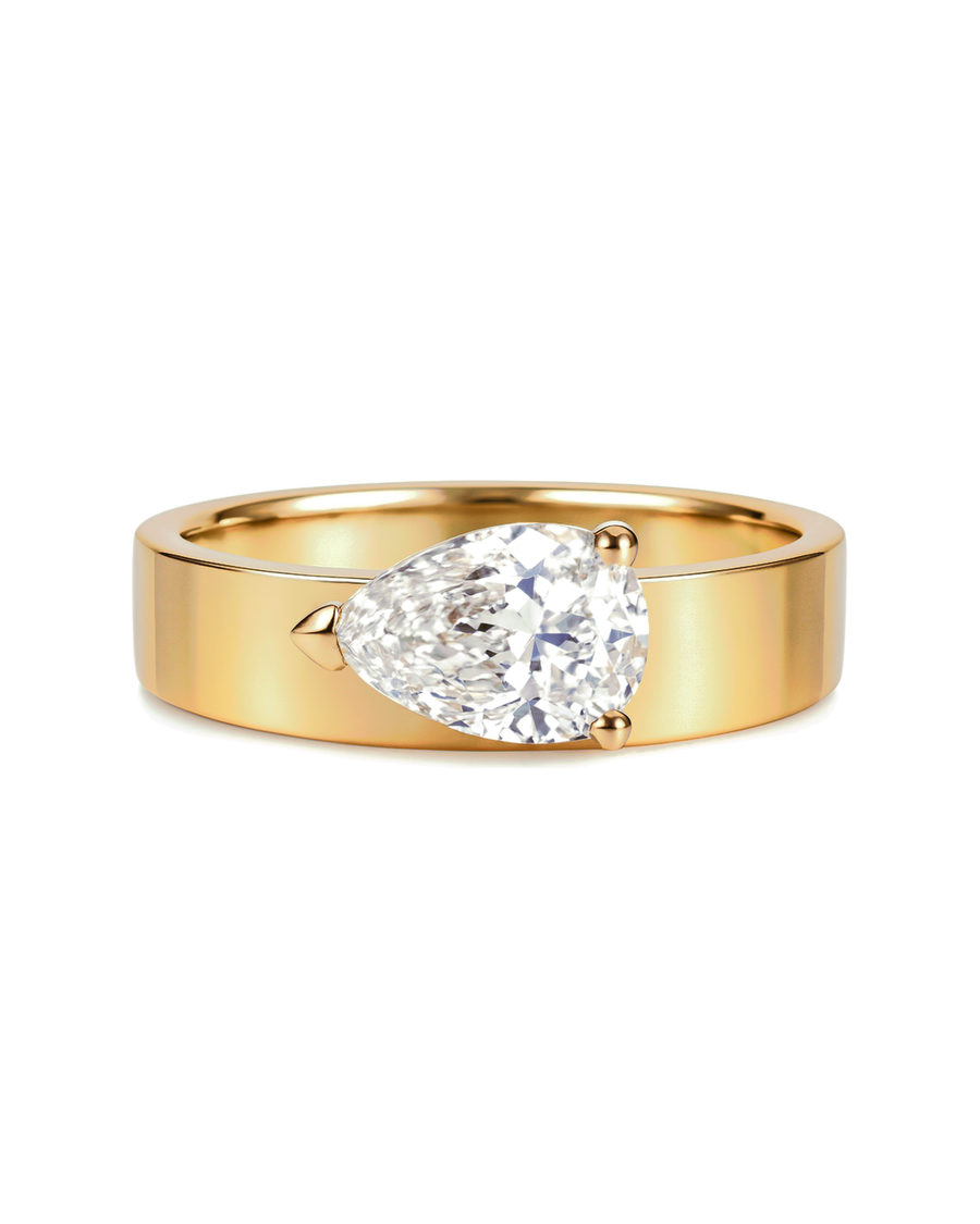 The Mireille — Pear Flush-Set Wide-Band Engagement Ring