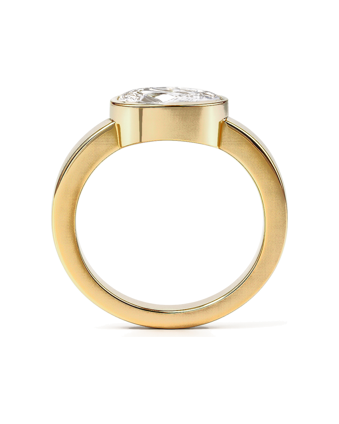 The Mireille — Pear Flush-Set Wide-Band Engagement Ring